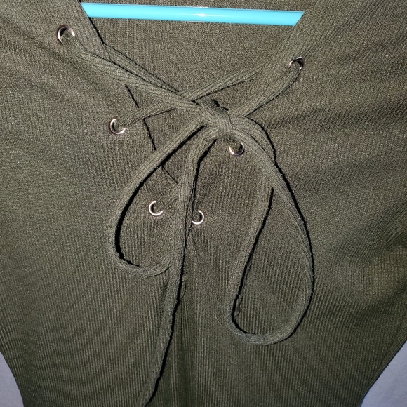 Charlotte Russe Green ribbed Mini dress Size Small - Picture 2 of 7